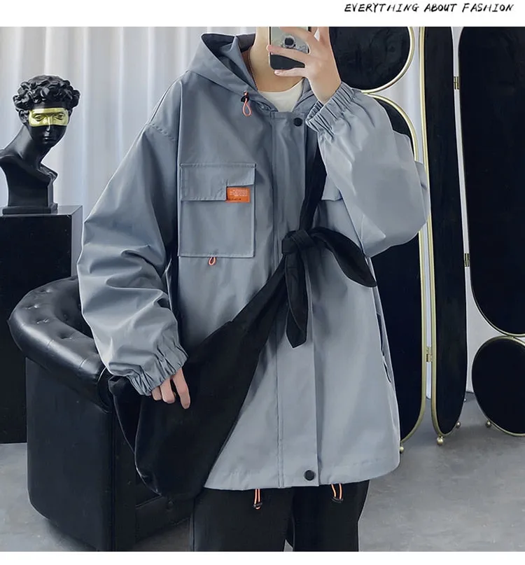 2022 Oversized Men's Hooded Jacket - Casual Windbreaker Harajuku Coat Outwear