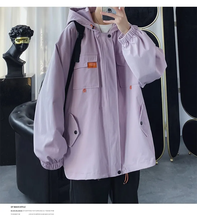 2022 Oversized Men's Hooded Jacket - Casual Windbreaker Harajuku Coat Outwear