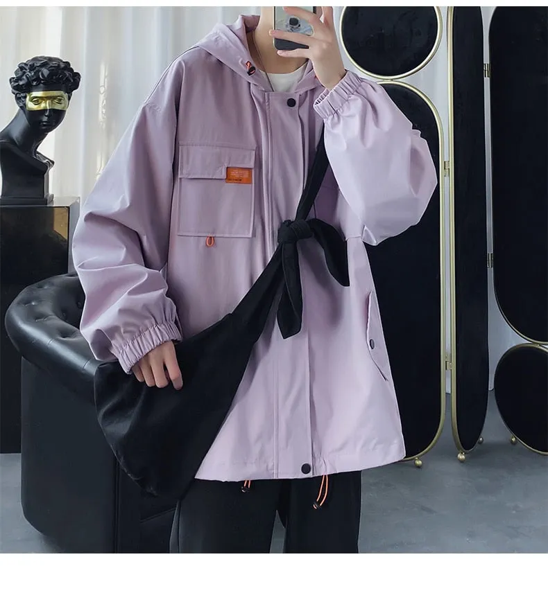 2022 Oversized Men's Hooded Jacket - Casual Windbreaker Harajuku Coat Outwear