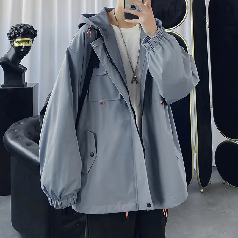 2022 Oversized Men's Hooded Jacket - Casual Windbreaker Harajuku Coat Outwear