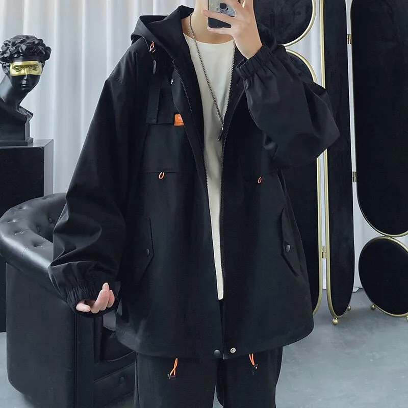 2022 Oversized Men's Hooded Jacket - Casual Windbreaker Harajuku Coat Outwear