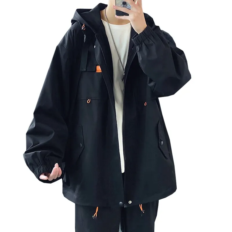 2022 Oversized Men's Hooded Jacket - Casual Windbreaker Harajuku Coat Outwear