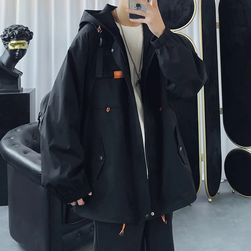 2022 Oversized Men's Hooded Jacket - Casual Windbreaker Harajuku Coat Outwear