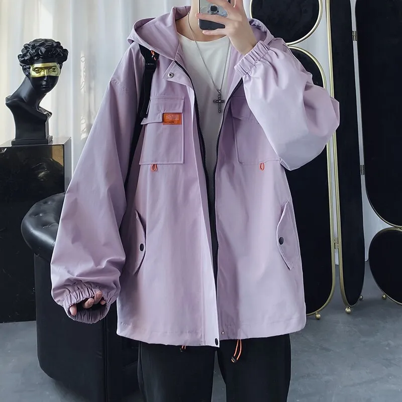 2022 Oversized Men's Hooded Jacket - Casual Windbreaker Harajuku Coat Outwear