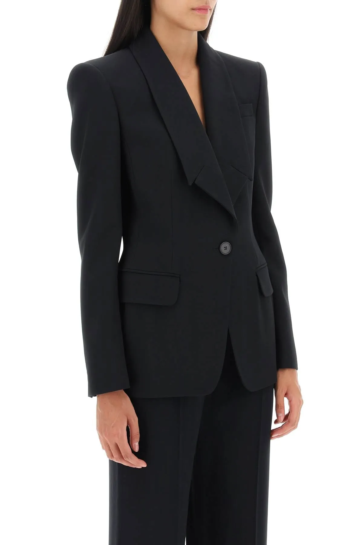 Alexander McQueen Black Jacket - Upside-Down Lapel - 768438 QEAAA