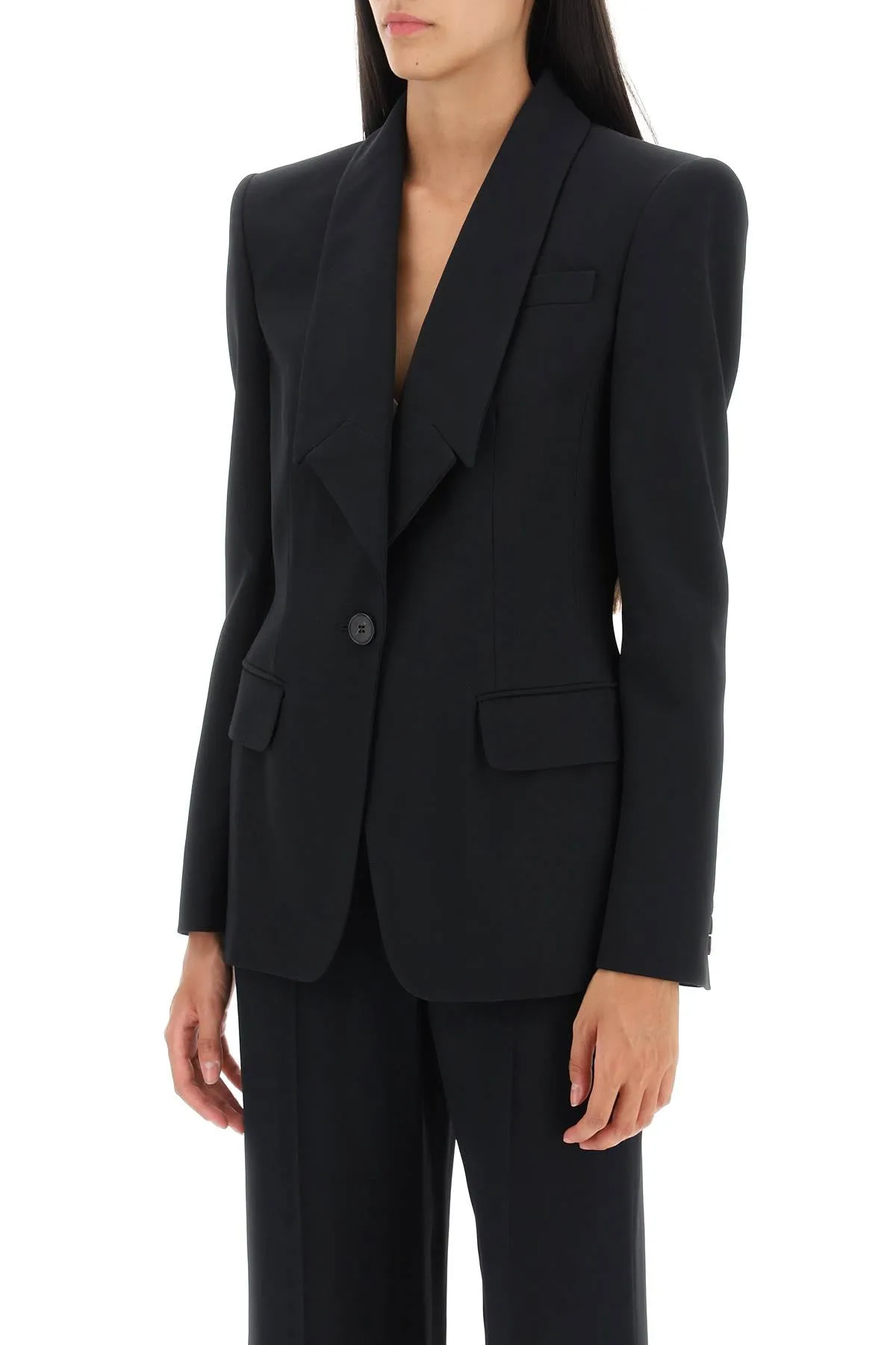 Alexander McQueen Black Jacket - Upside-Down Lapel - 768438 QEAAA