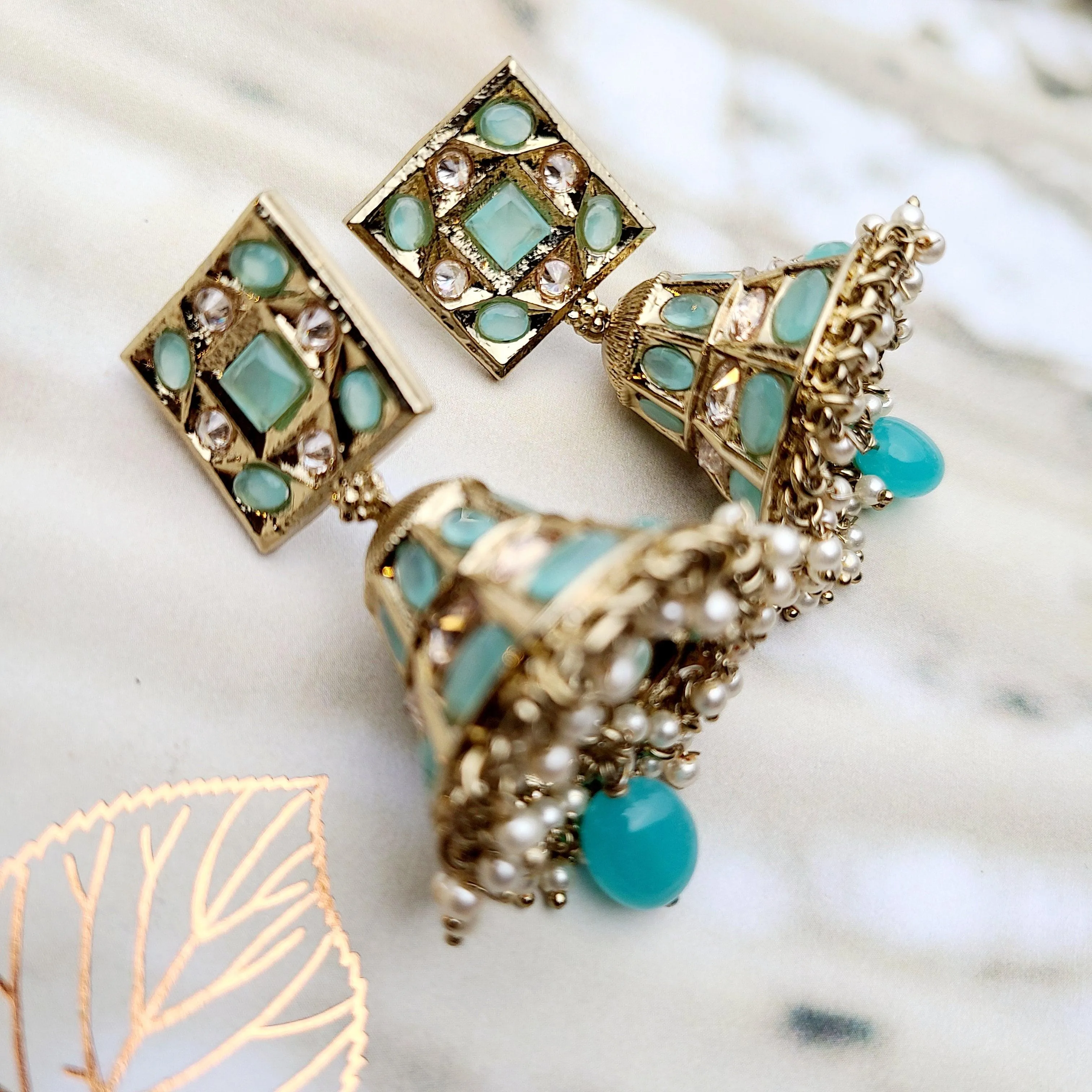 Aliyah Jhumka - Blue Earrings