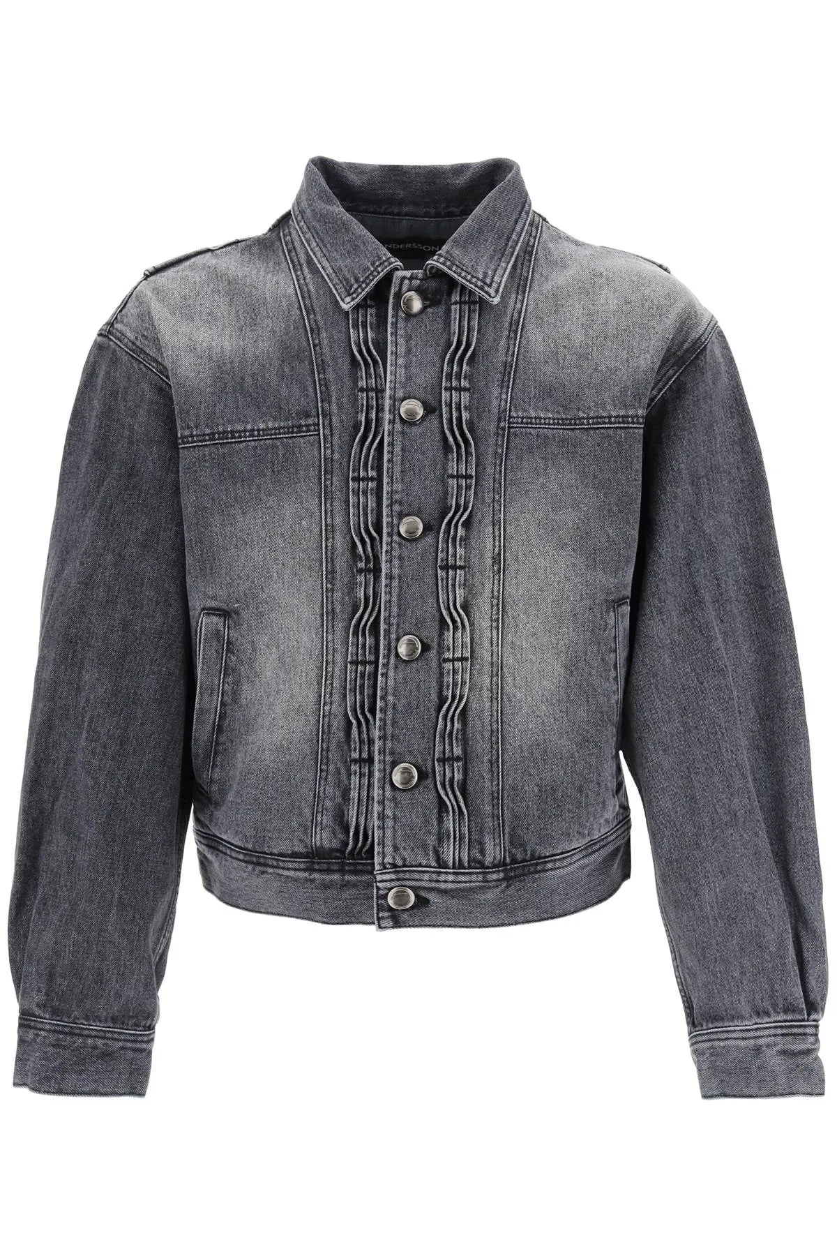 Andersson bell washed black denim jacket with wavy details AWA570M