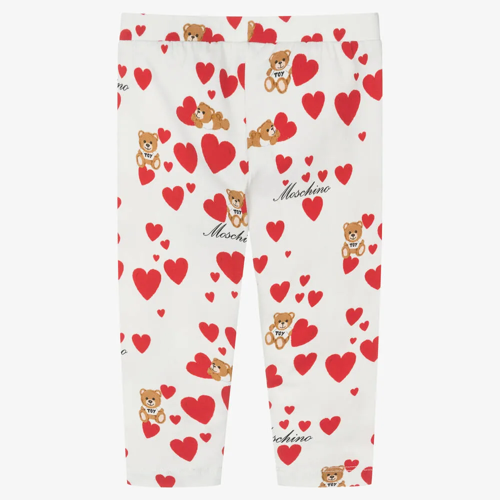 Baby Girls Ivory Cotton Heart Leggings