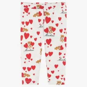 Baby Girls Ivory Cotton Heart Leggings