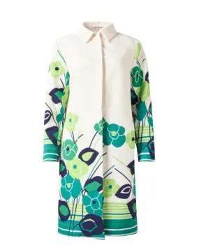 Balmacaan Green Multi Floral Coat