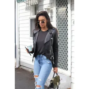 black women's classic biker jacket