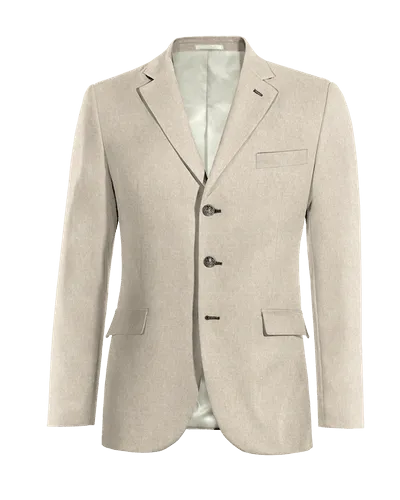  Blazer beige de lino esencial de 3 botones