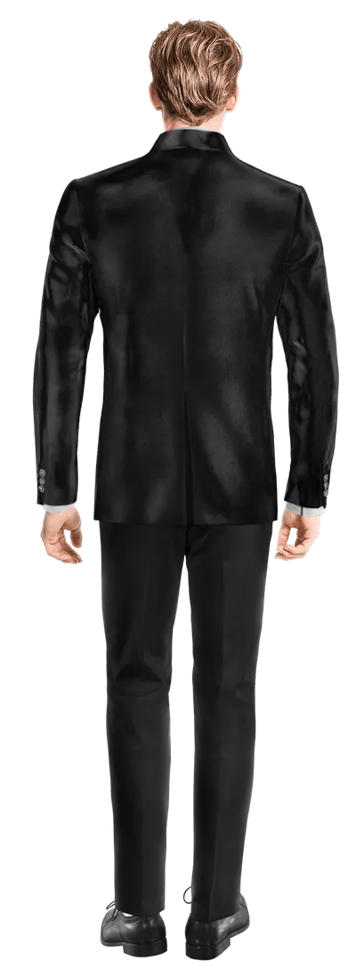  Blazer cuello mao negro Ónix de terciopelo esencial