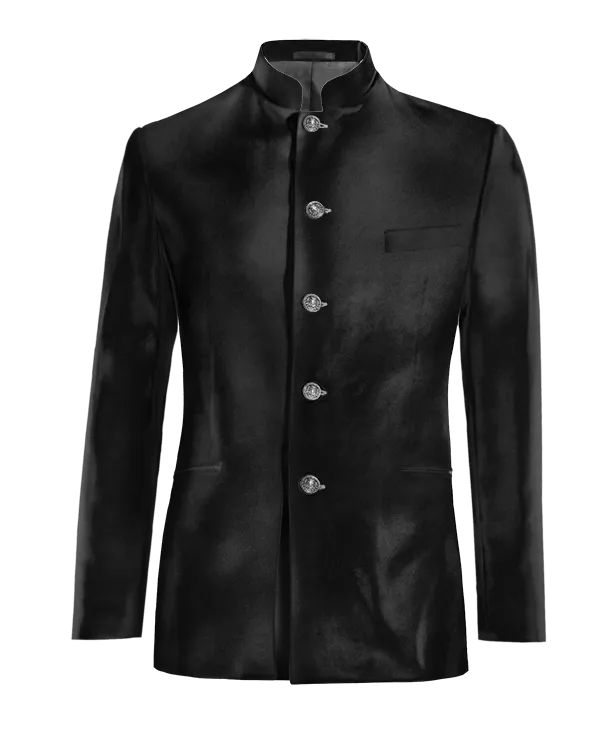  Blazer cuello mao negro Ónix de terciopelo esencial