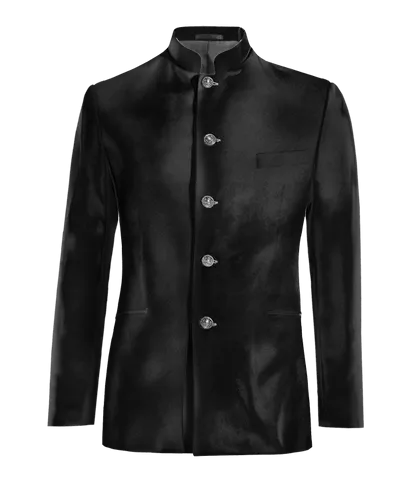  Blazer cuello mao negro Ónix de terciopelo esencial