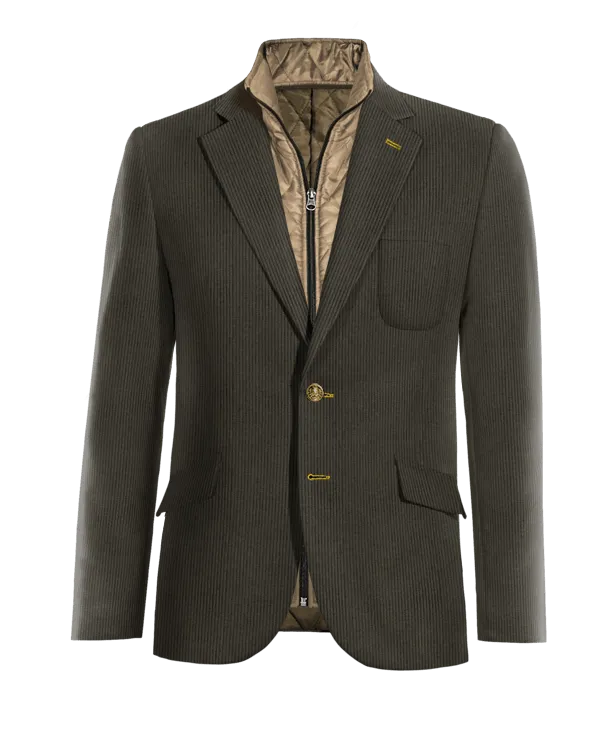  Blazer marrón de pana solapa ancha esencial