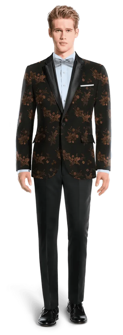  Blazer Smoking negra de jacquard floral