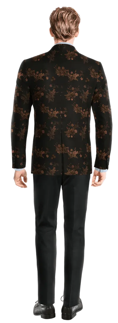  Blazer Smoking negra de jacquard floral