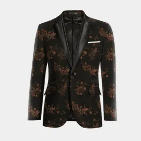  Blazer Smoking negra de jacquard floral