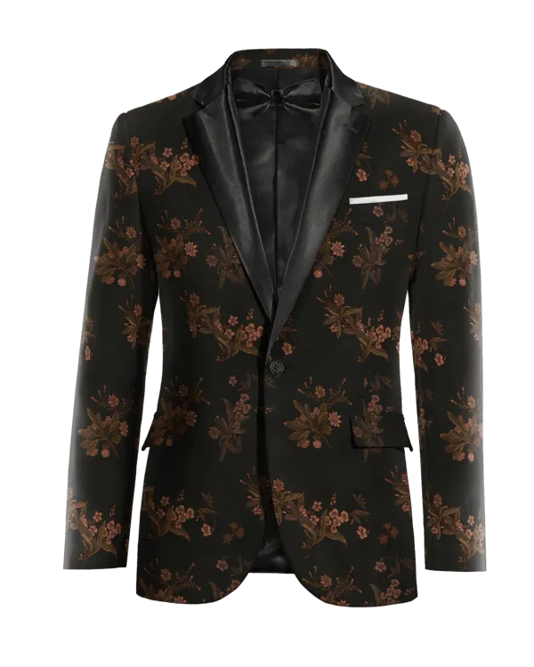  Blazer Smoking negra de jacquard floral