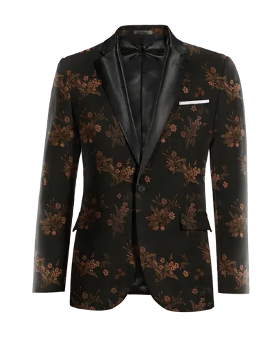  Blazer Smoking negra de jacquard floral