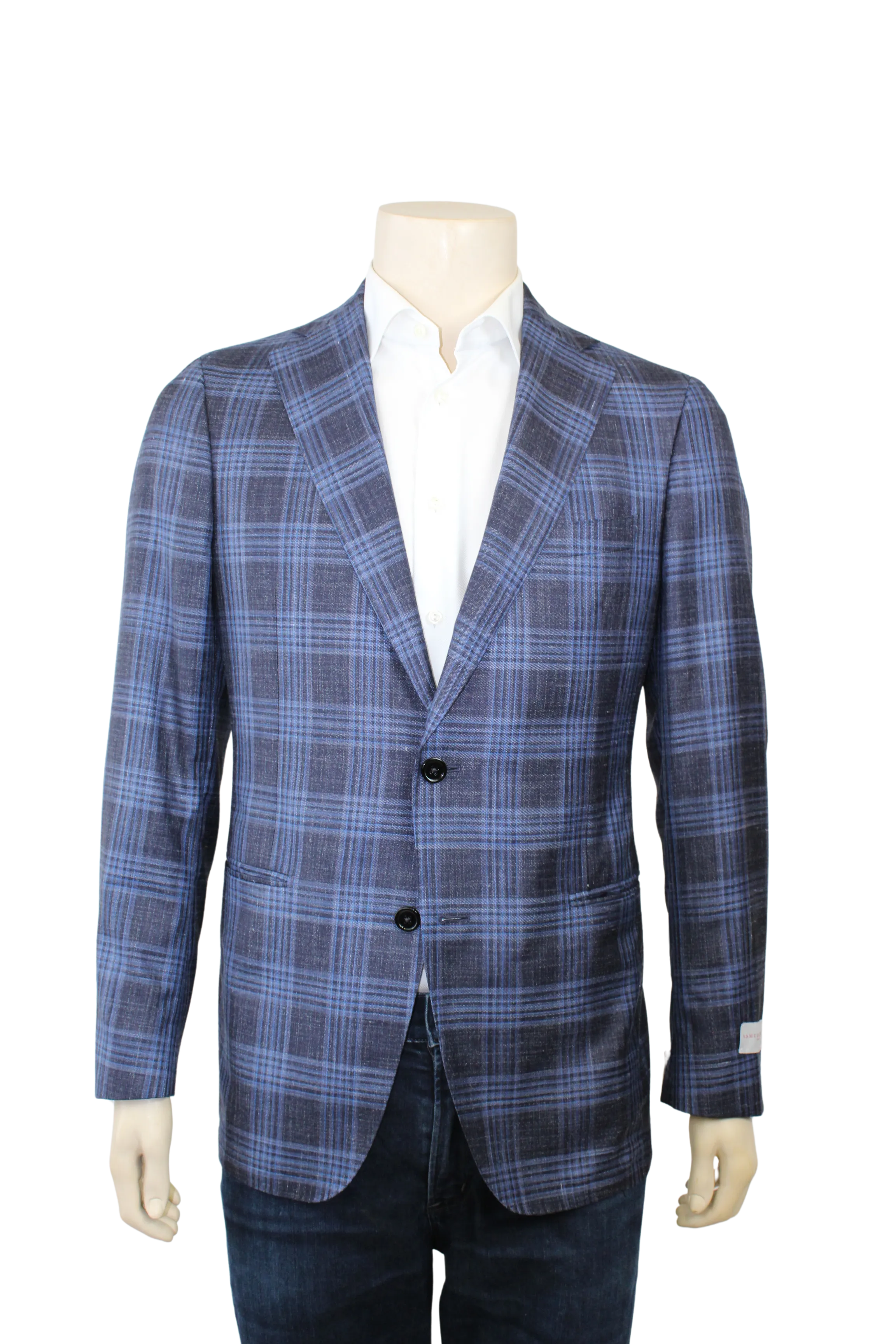 Blue and navy plaid jacket