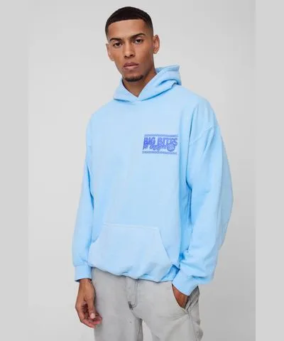 boohoo Mens Oversized Big Bites Graphic Washed Hoodie