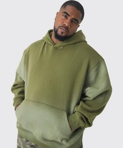 boohoo Mens Plus Oversized Boxy Spray Wash Hoodie