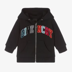 Boys Black Varsity Zip-Up Hoodie