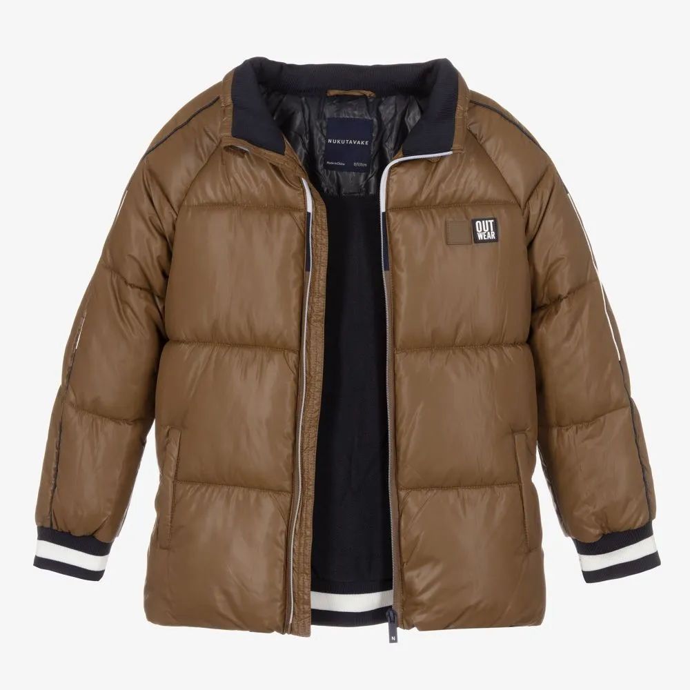 Boys Brown Puffer Coat