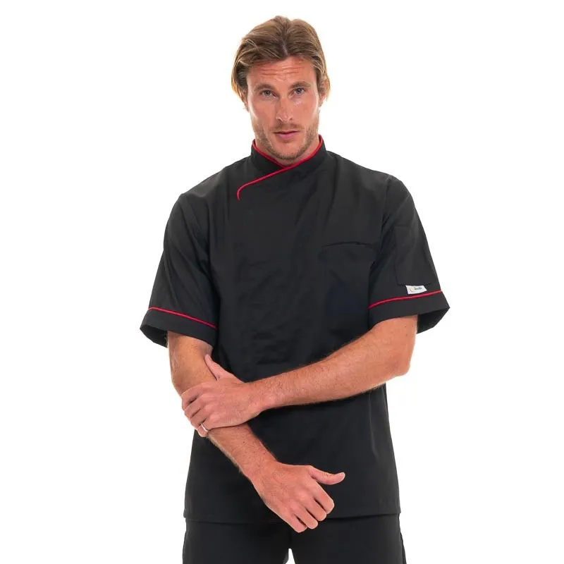 Breathable Chef's Coat with Red Piping - MANELLI - Short Sleeve