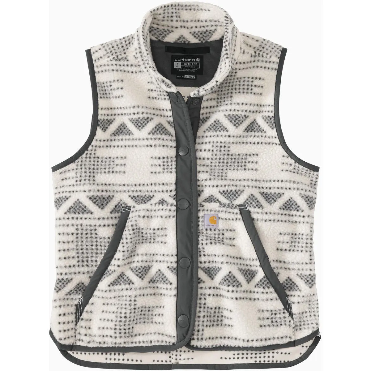 Carhartt Carhartt Women's Medium Regular Malt Geo Aztec Fleece Snap-Front Vest, Relaxed Fit