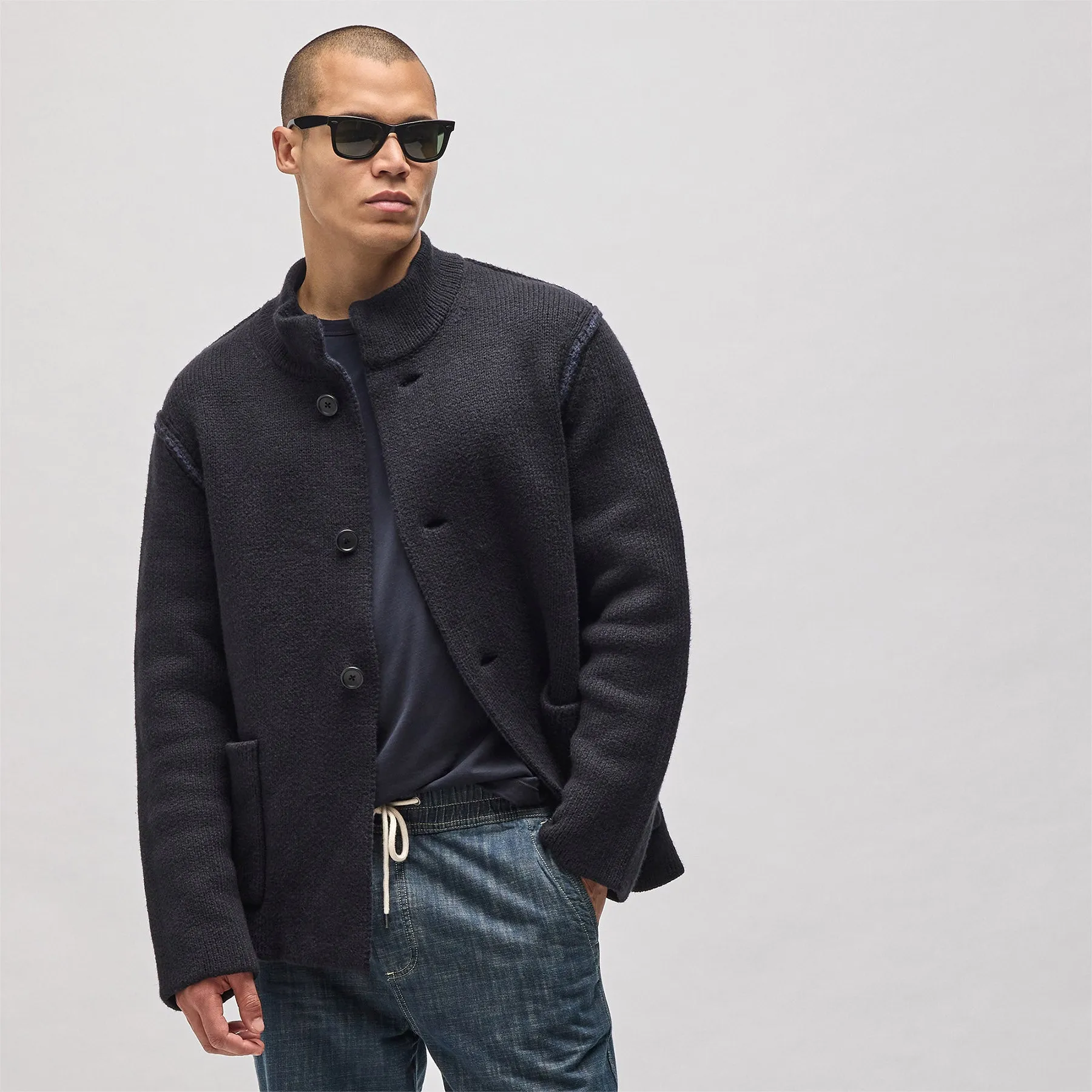 Coastal Knit Jacket - Black/Navy