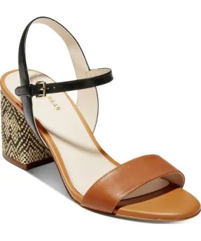 Cole Haan Josie Block-Heel Sandals - Black Leather/british Tan Leather