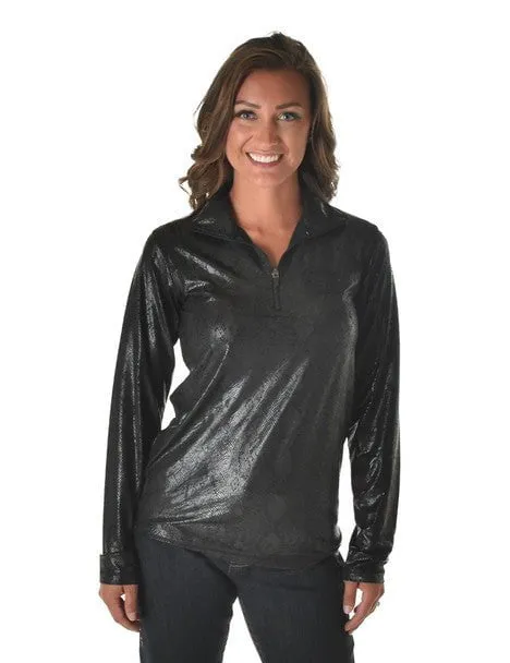 Cowgirl Tuff Womens Quarter Zip Cadet Black Poly/Spandex Athletic Shell Jacket