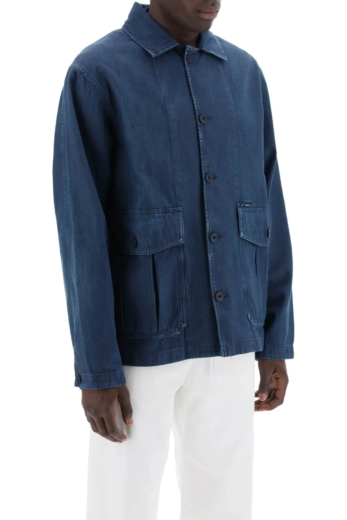 Denim cargo overshirt in dark blue - SKU C87707 13D 99