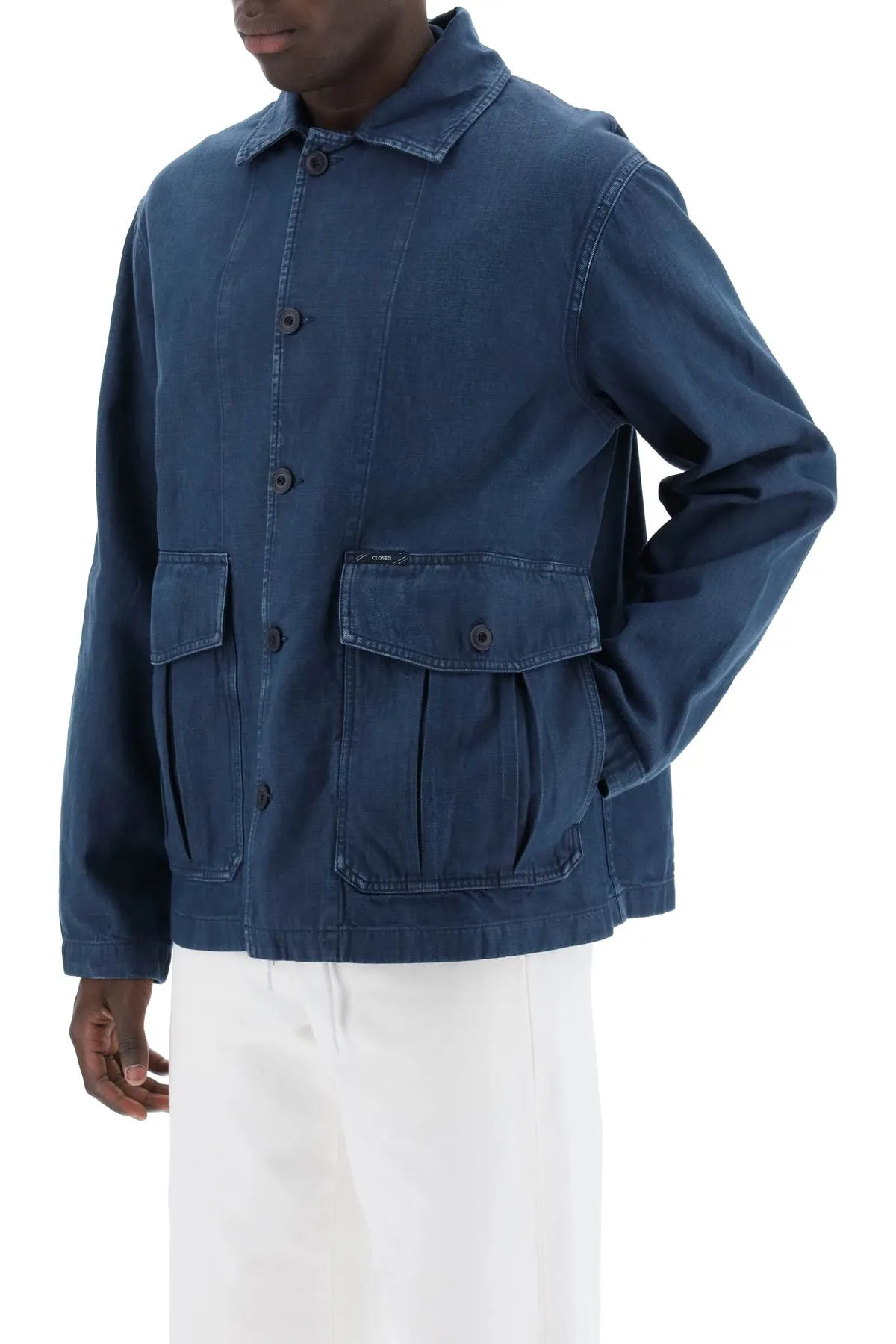 Denim cargo overshirt in dark blue - SKU C87707 13D 99