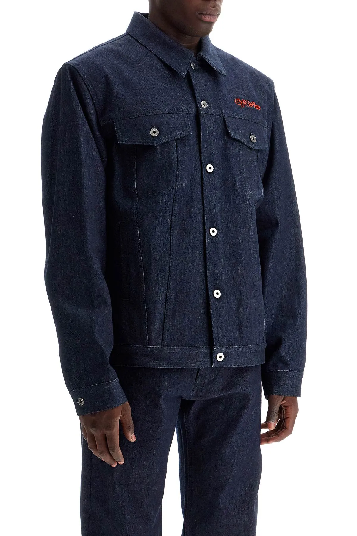 denim shirt with button closure