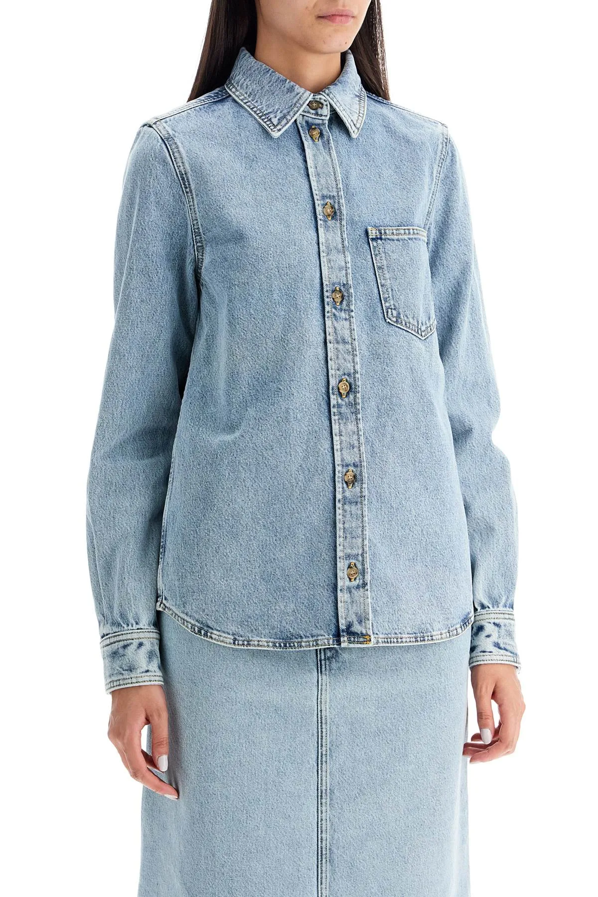 denim shirt with pocket detail, WRT0330, FB0045, cool blue