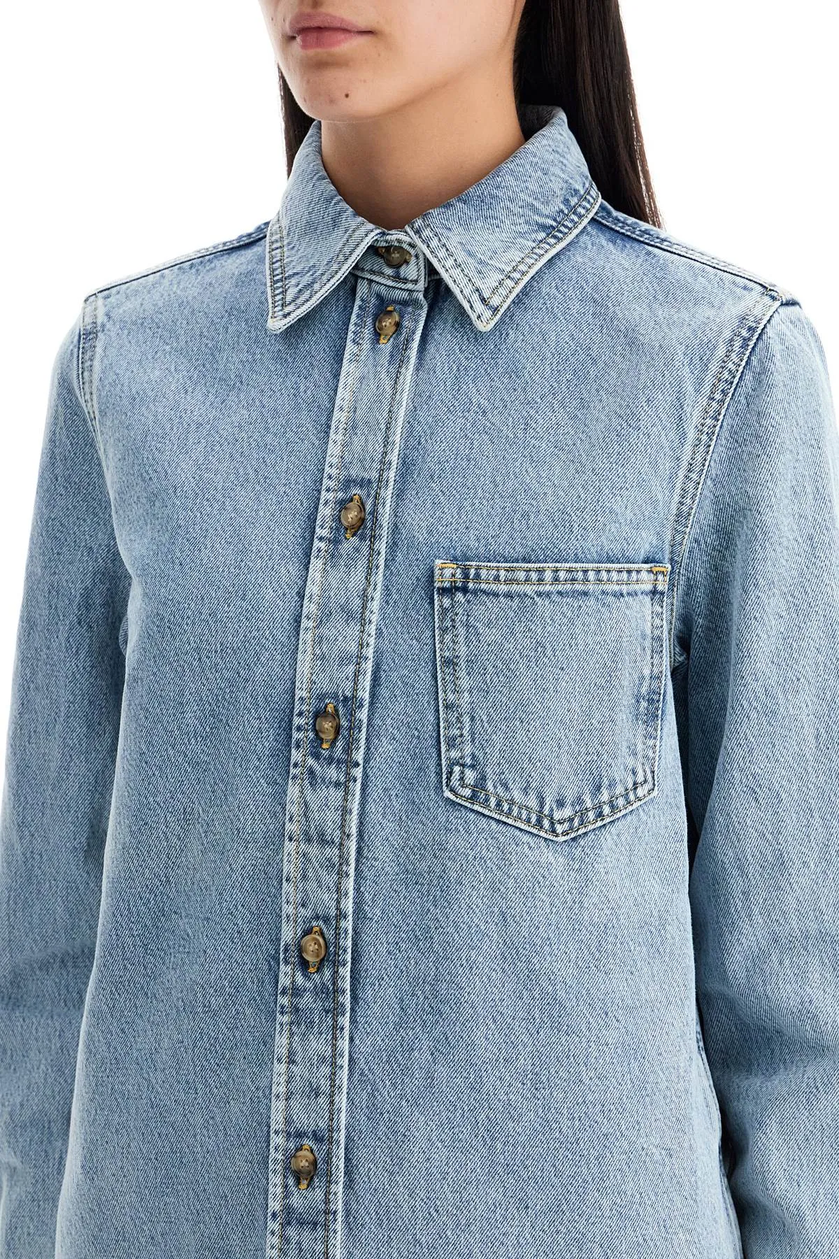 denim shirt with pocket detail, WRT0330, FB0045, cool blue