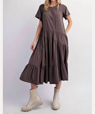 Easel Cotton Slub Dress In Ash