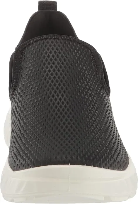 ECCO Womens Athletic Slip On Sneaker- Black Embossed Leather