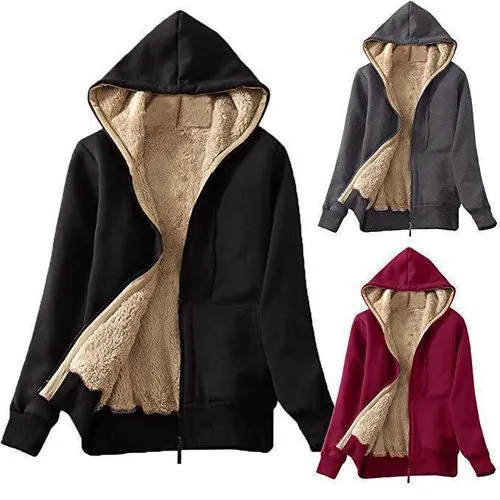 Fashion Solid Color Polyester Zipper Hoodie