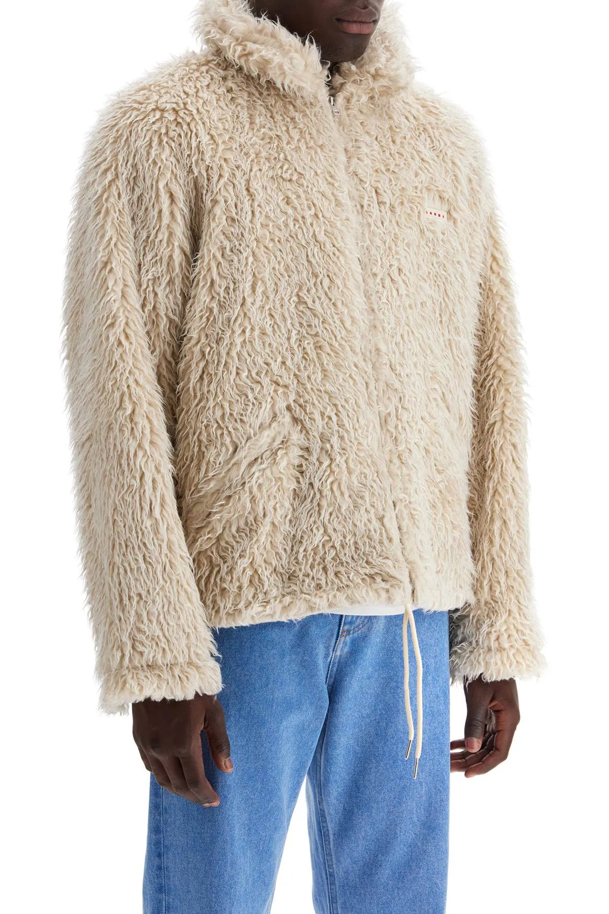 Faux fur jacket, removable hood