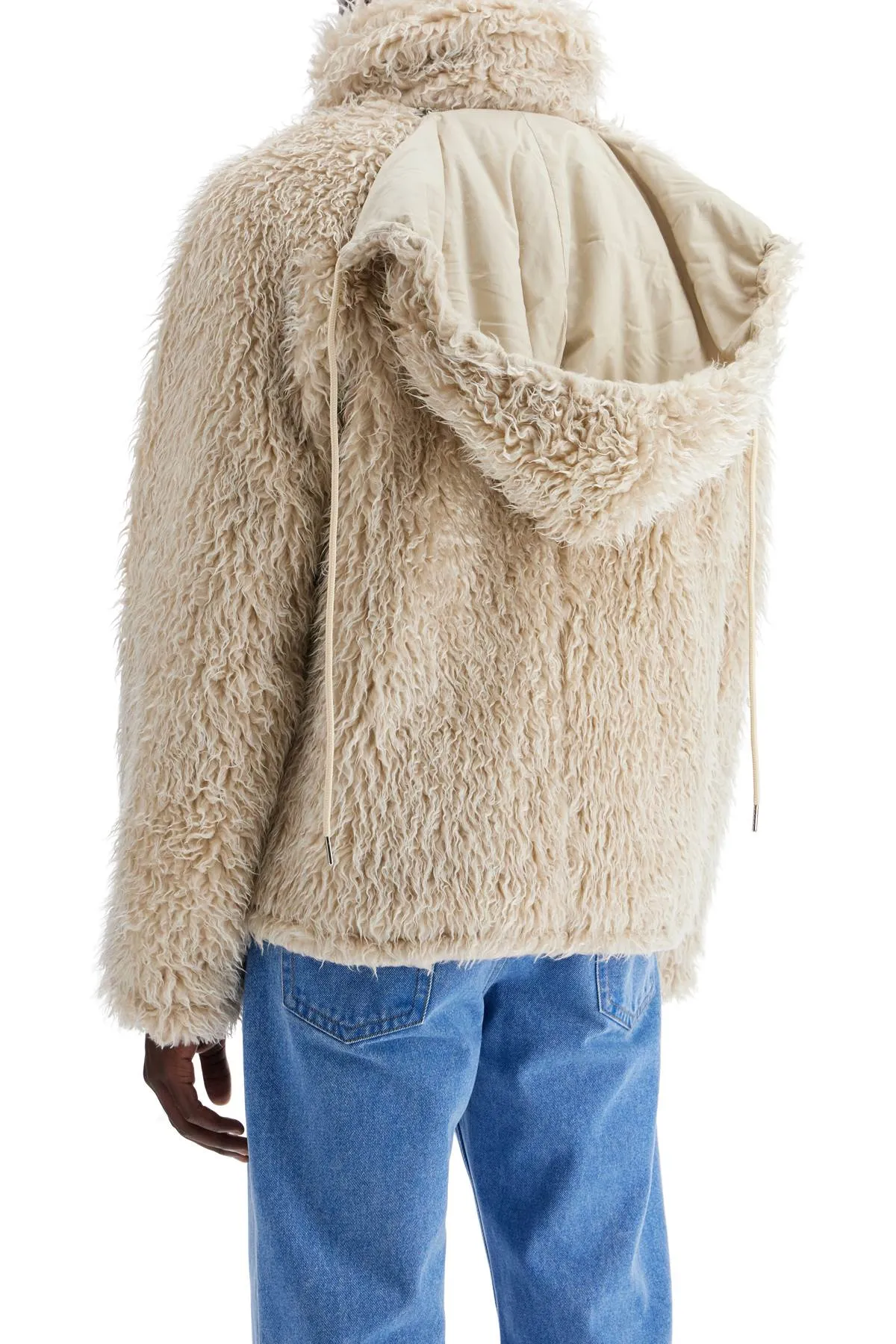 Faux fur jacket, removable hood