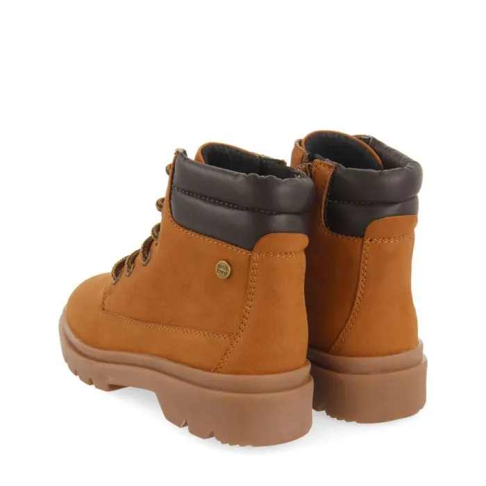 Favang children's tan leather lace-up ankle boots