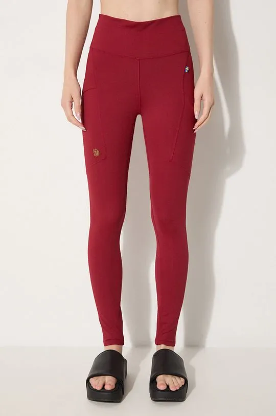 Fjallraven leggings Abisko women's maroon color smooth