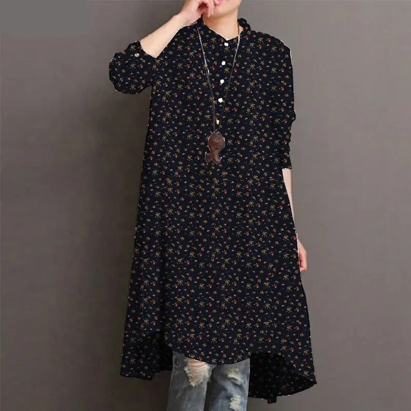 Floral Tops Women's Autumn Blouse Oversized Tunic