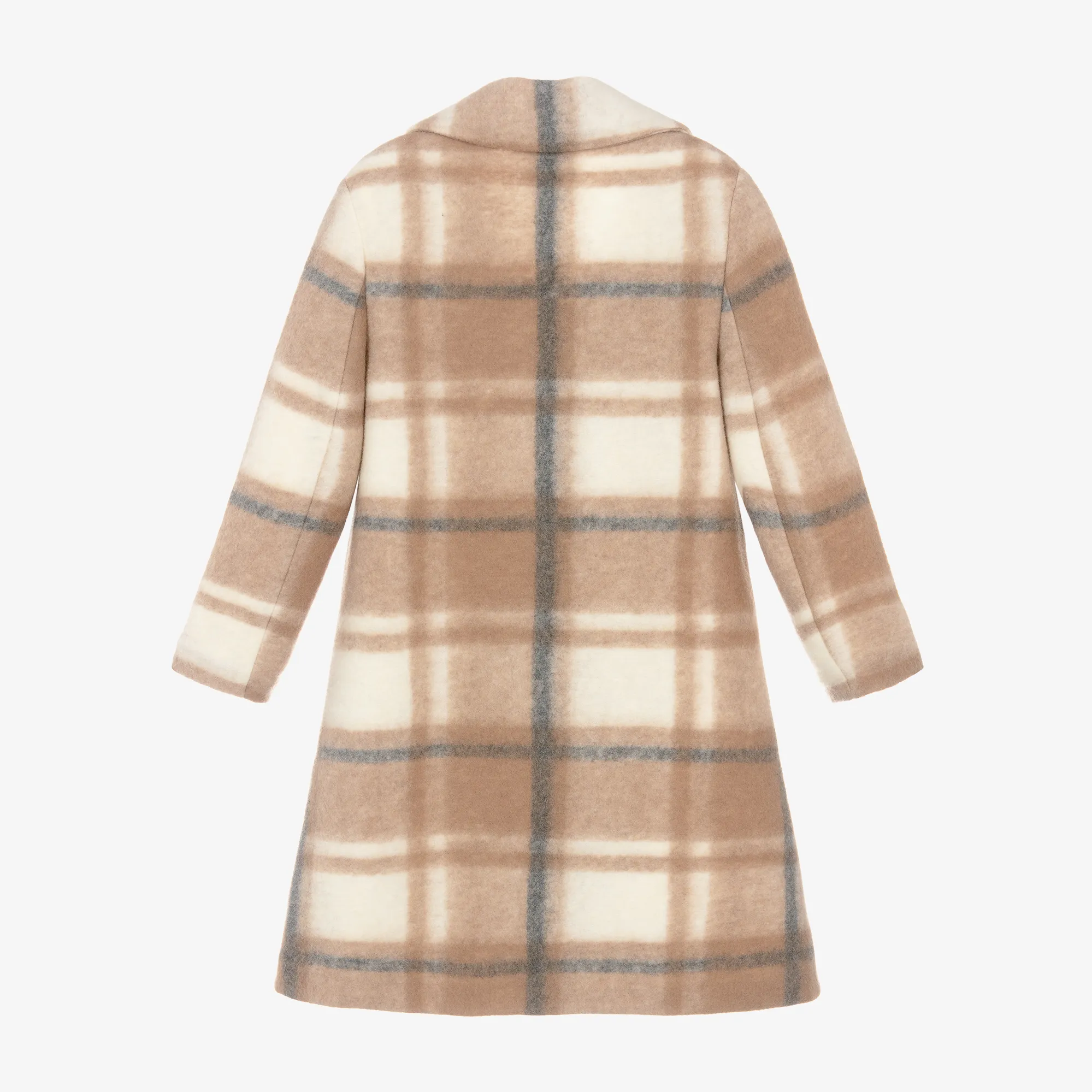 Girls Beige Checked Coat